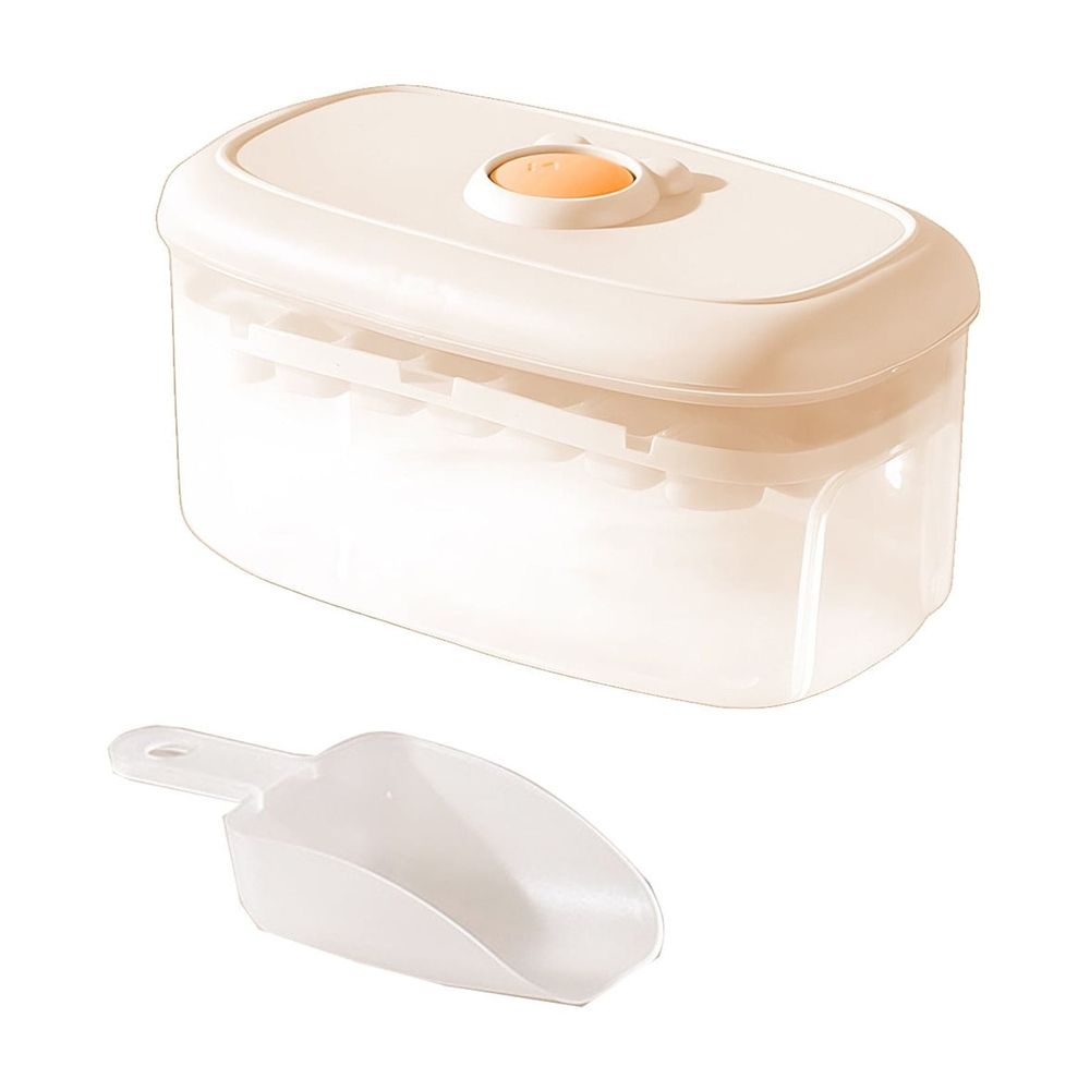 Ice Cube Trays with Lid and Bin, Easy Release Ice Trays for Freezer, Ice Cube Molds, 28 Pcs Ice Cube Tray, Large Capacity Ice Tray Holder, Includes Ice Spoon, for Whiskey, Cocktail (Yellow)