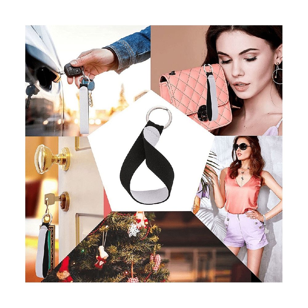 40 Pcs Sublimation Keychain Blanks Neoprene Wristlet Keychain DIY Keychain Wrist Lanyard Keychain Holder Blank Keychain