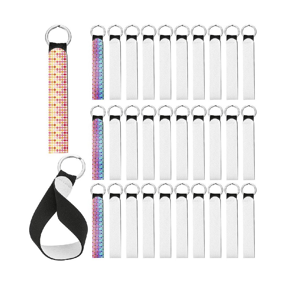 40 Pcs Sublimation Keychain Blanks Neoprene Wristlet Keychain DIY Keychain Wrist Lanyard Keychain Holder Blank Keychain