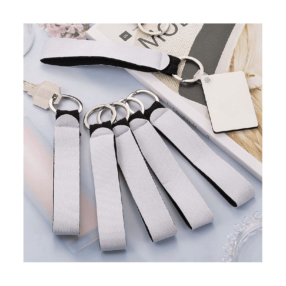 40 Pcs Sublimation Keychain Blanks Neoprene Wristlet Keychain DIY Keychain Wrist Lanyard Keychain Holder Blank Keychain