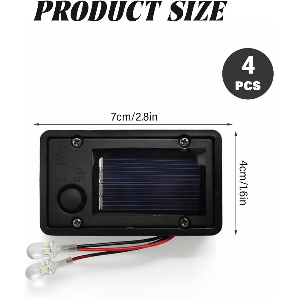 4-Pack Solar Light Replacement Top, Dual Mode Flashing & Steady Light Battery Box for Garden Decor, Fit Replacement Solar Lights Parts, Waterproof ABS Outdoor Panel (4 Pcs)