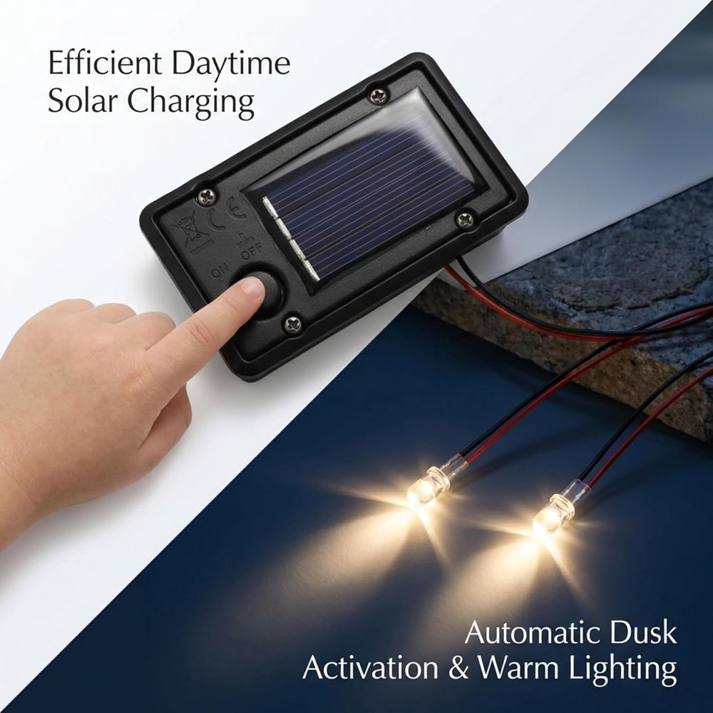 4-Pack Solar Light Replacement Top, Dual Mode Flashing & Steady Light Battery Box for Garden Decor, Fit Replacement Solar Lights Parts, Waterproof ABS Outdoor Panel (4 Pcs)