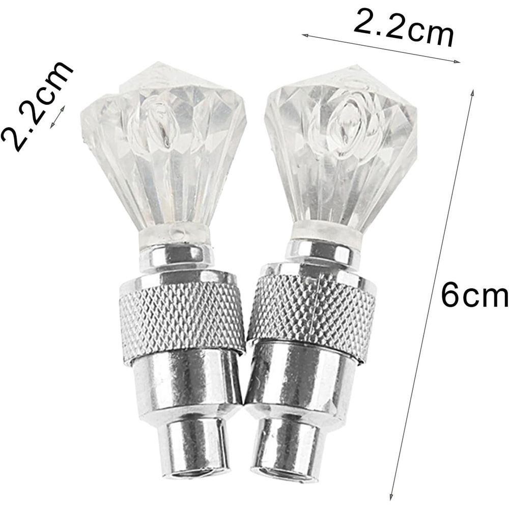 Motorcycle Water-Resistant Wheel Tire Lights, Glow in the Dark Diamond Shape Tire Valve Cap Set with LED Flashing Light, Universal Stem Covers for Cars Trucks SUVs and Bikes (5pcs)