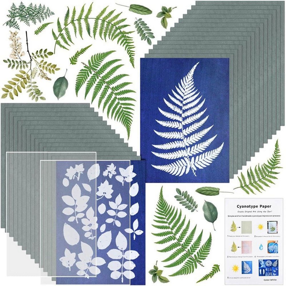 Cyanotype Paper, 32 Sheets with 2 Sheet Acrylic Panel for Arts Crafts DIY Project