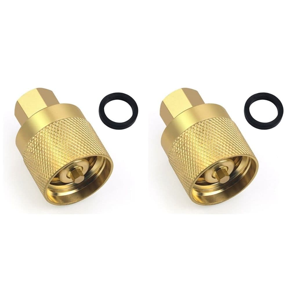 2X RE7141F Propane Forklift Connector Adapter Valve with Gasket - Brass Female Connector