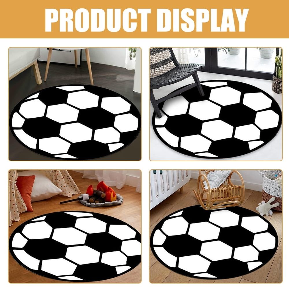 Round Football Rug, Polyester Sports Mat, Game Day Decor for Enthusiasts, 1 Piece