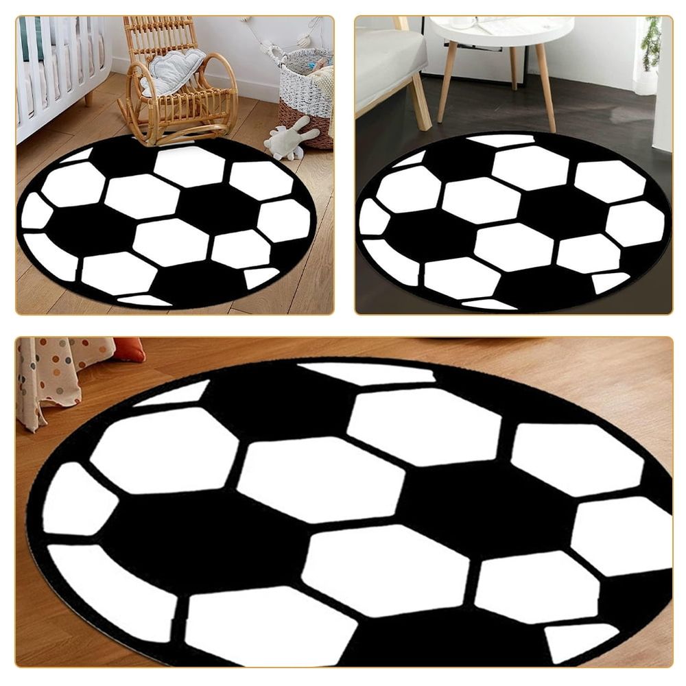Round Football Rug, Polyester Sports Mat, Game Day Decor for Enthusiasts, 1 Piece