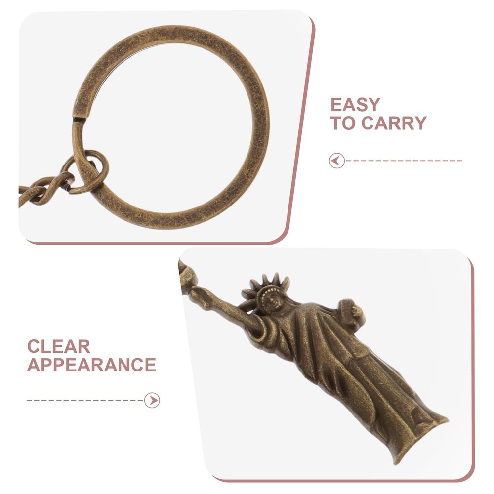 10Pcs Statue of Liberty Keychain for Decor Golden Metal Pendant Patriotic Accessory