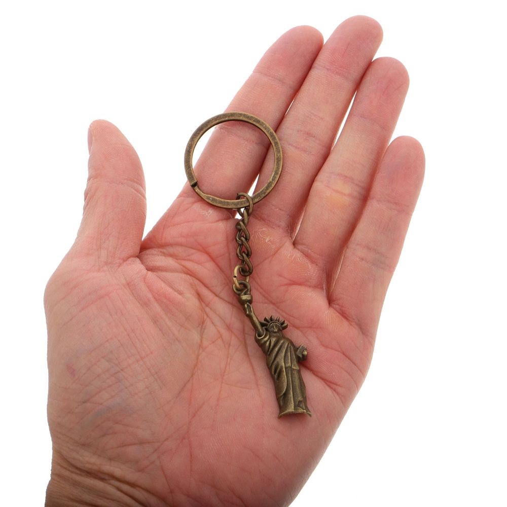 10Pcs Statue of Liberty Keychain for Decor Golden Metal Pendant Patriotic Accessory