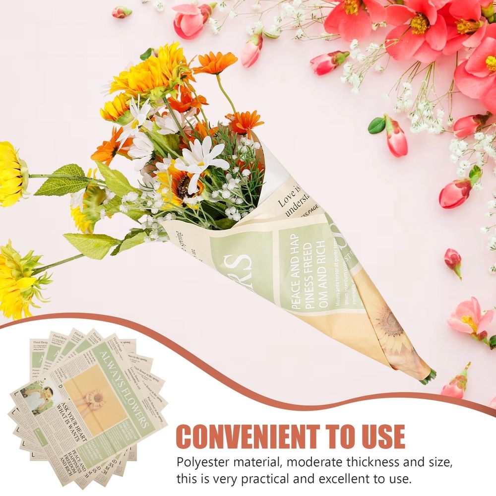 Floral Wrapping Paper, 20 Colorful Sheets for Flower Bouquets, Wrap, and Decorative Arrangements