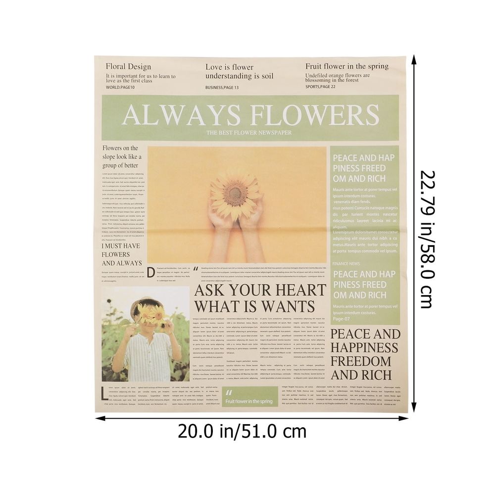 Floral Wrapping Paper, 20 Colorful Sheets for Flower Bouquets, Wrap, and Decorative Arrangements