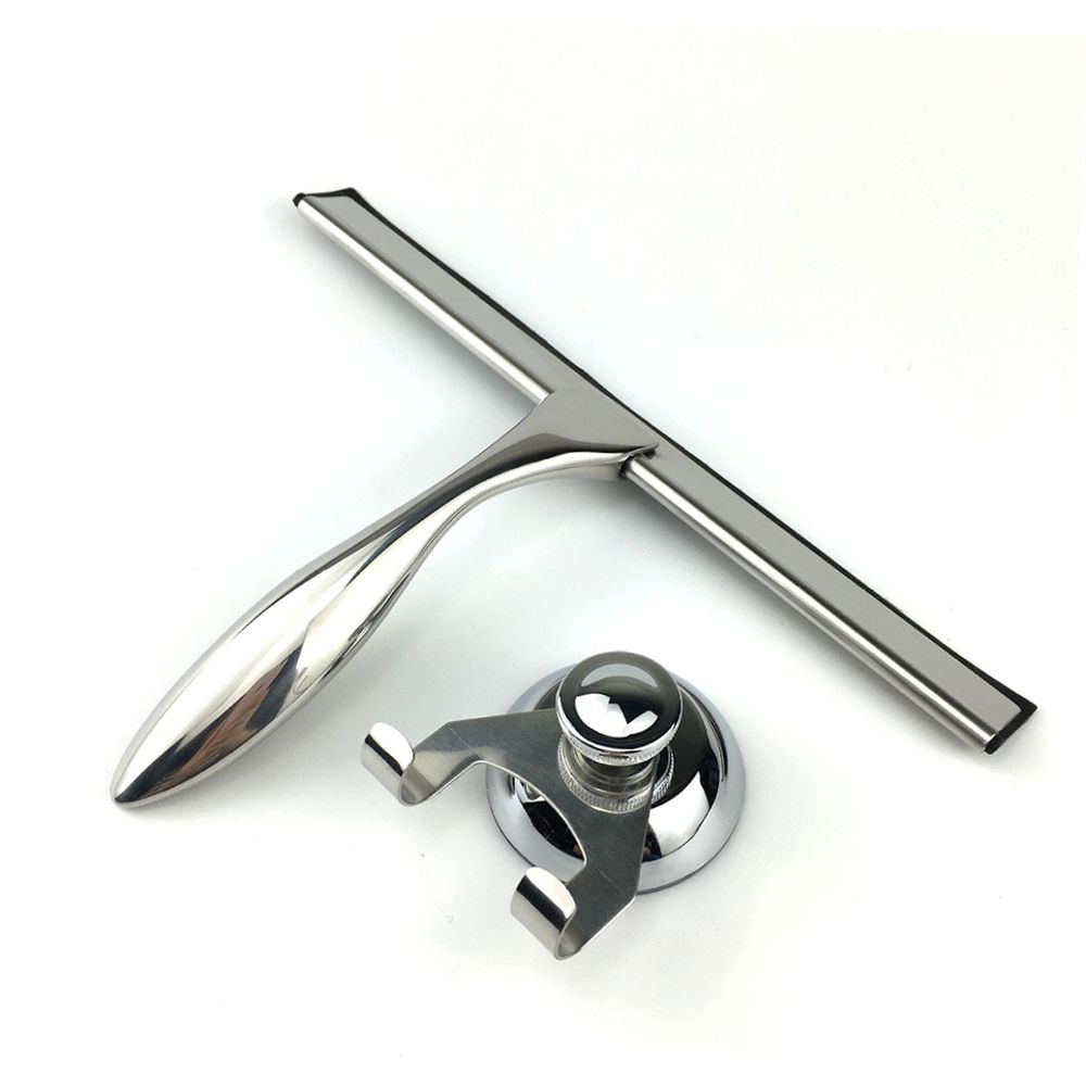 Plated Silver Stainless Steel Wiper, Shower Squeegee for Bathroom and Glass, 3Pcs