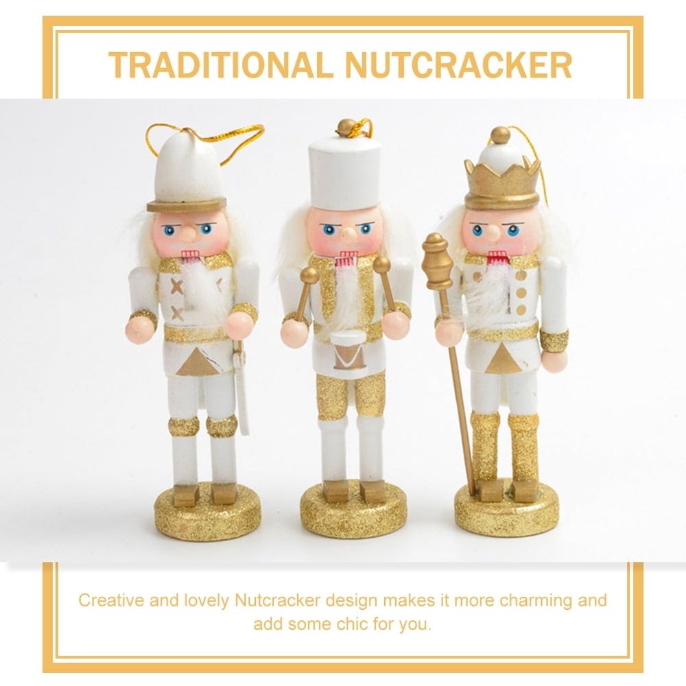 3-Piece Christmas Nutcracker Figurine Set, Festive Plastic Holiday Decor for Home, Mantel, Table, Seasonal Display