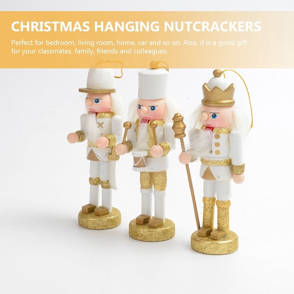 3-Piece Christmas Nutcracker Figurine Set, Festive Plastic Holiday Decor for Home, Mantel, Table, Seasonal Display