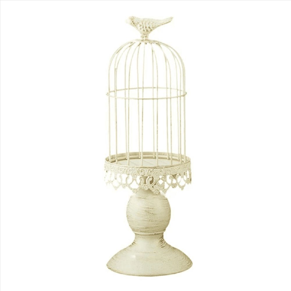 2X Vintage Bird Cage Candle Holder Wedding Table Decoration Props Wedding Decoration Metal Iron Candle Holder,White,S