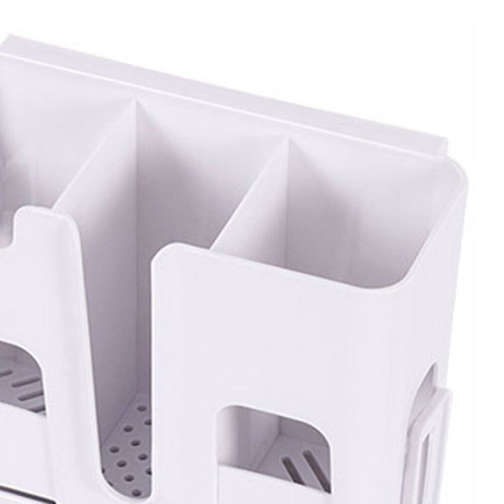 White Chopstick Holder Drying Rack with 3 Sections, Easy No-Drill Installation, Kitchen Utensil and Cutlery Organizer
