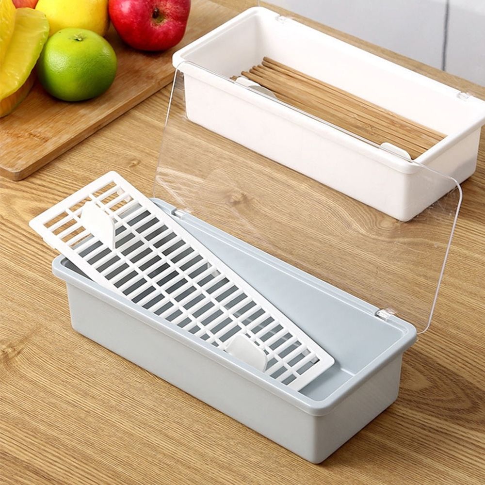 Blue Chopsticks Drain Box for Kitchen Use with Sanitary Drying Holes and Compact Space Saving Design