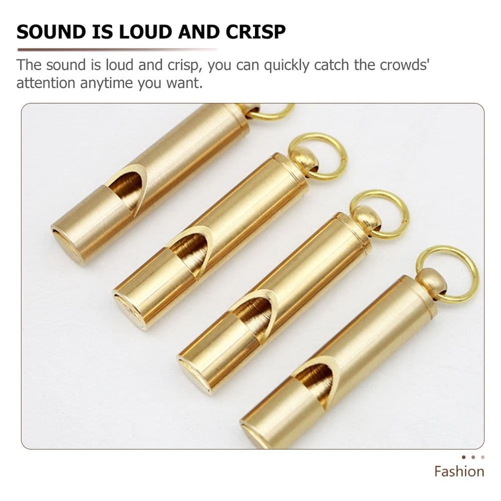 3-Pack Golden Metal Whistle Pendant for Outdoor Safety, Survival, Hiking, Camping, and Emergency Use