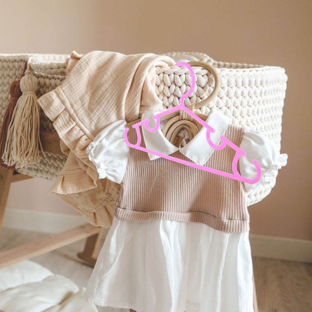 10pcs Nonslip Hangers Pink PP Support Baby and Small Adult Clothes