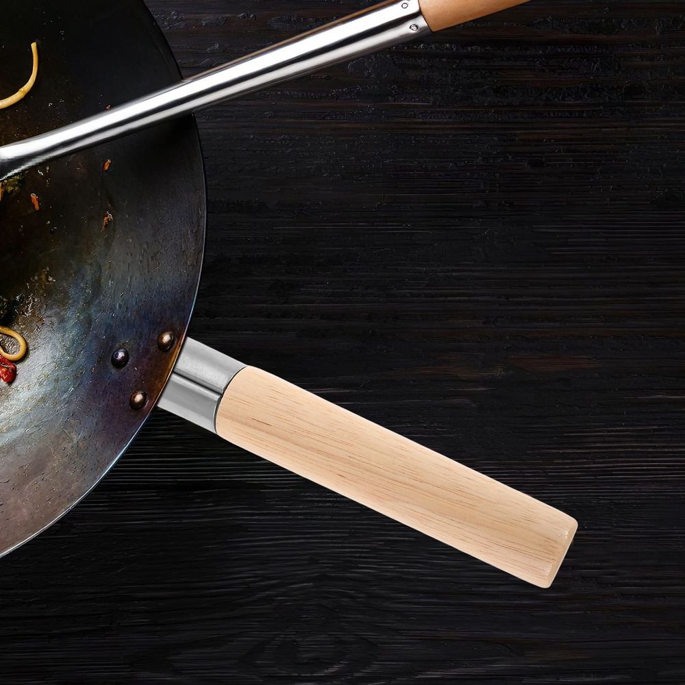 Detachable Wooden Pot Handle Replacement for Frying Pans and Woks Light Brown Design
