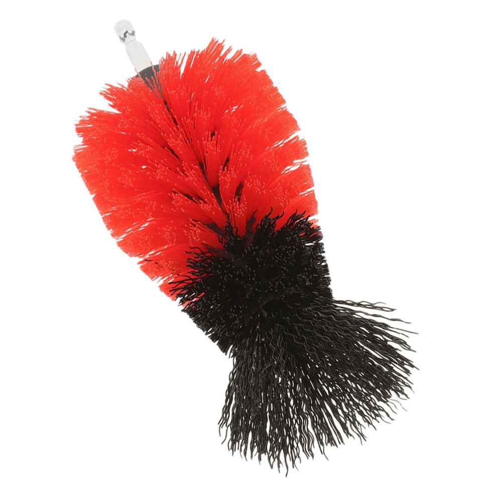 Red Scrubber Brush Drill Attachment Durable for Tile Bathroom Kitchen and Car Detailing
