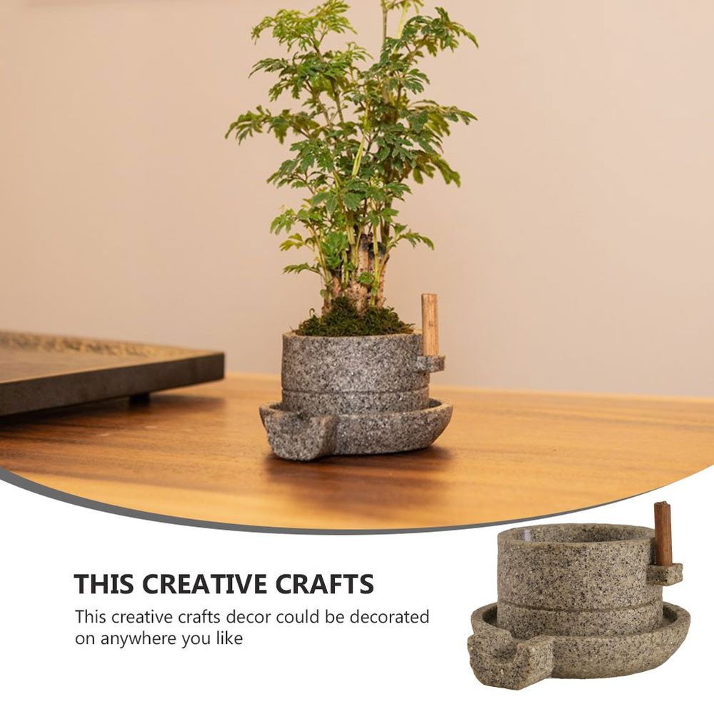 Grey Resin Bonsai Pot Multi-Purpose Vintage Flower Container for Home