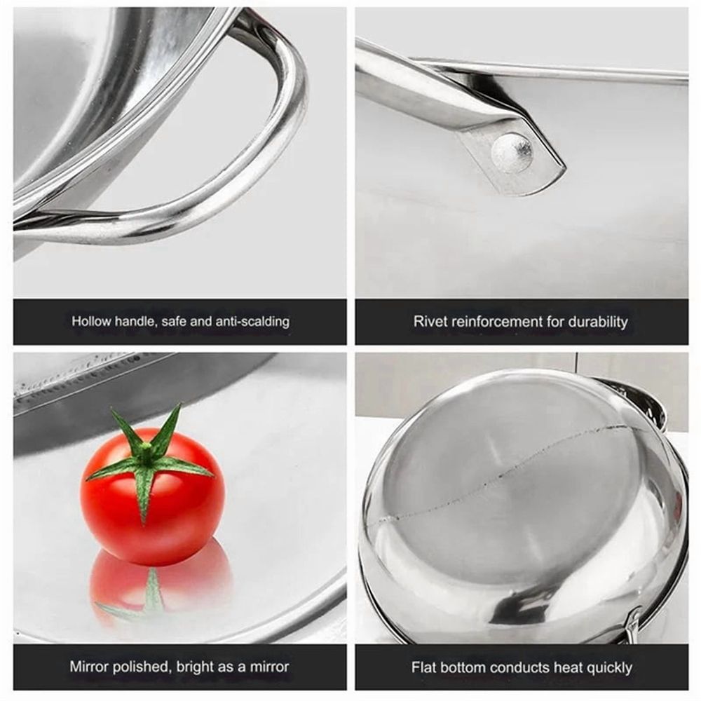 2X Stainless Steel Twin Divided Double Hotpot Cooker Gas Stove Compatible Pot Home Cookware Soup Cooking Pot,32cm