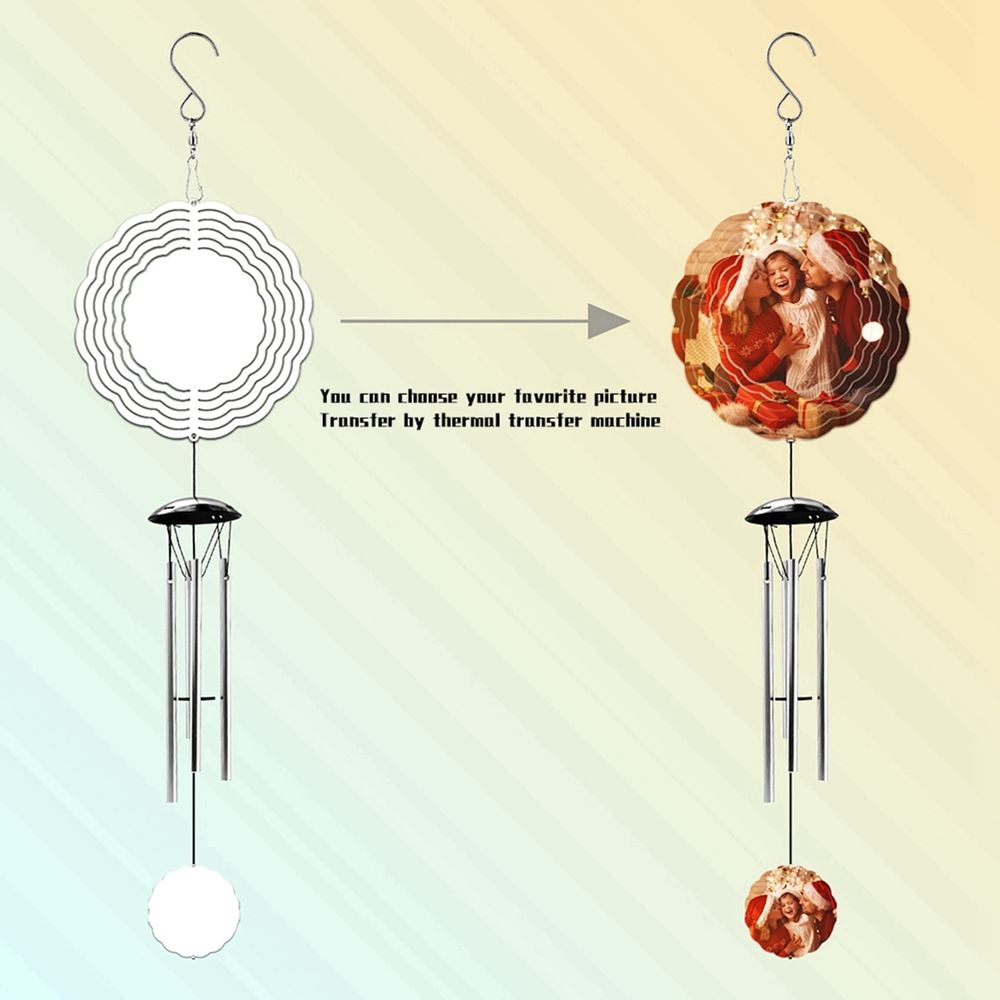 2X Sublimation Wind Spinner Blanks Outdoor Decor, Windchimes with 4 Thickened Aluminum Tubes for Mom Grandma Women