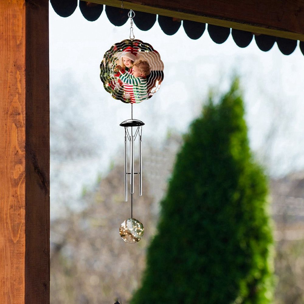 2X Sublimation Wind Spinner Blanks Outdoor Decor, Windchimes with 4 Thickened Aluminum Tubes for Mom Grandma Women