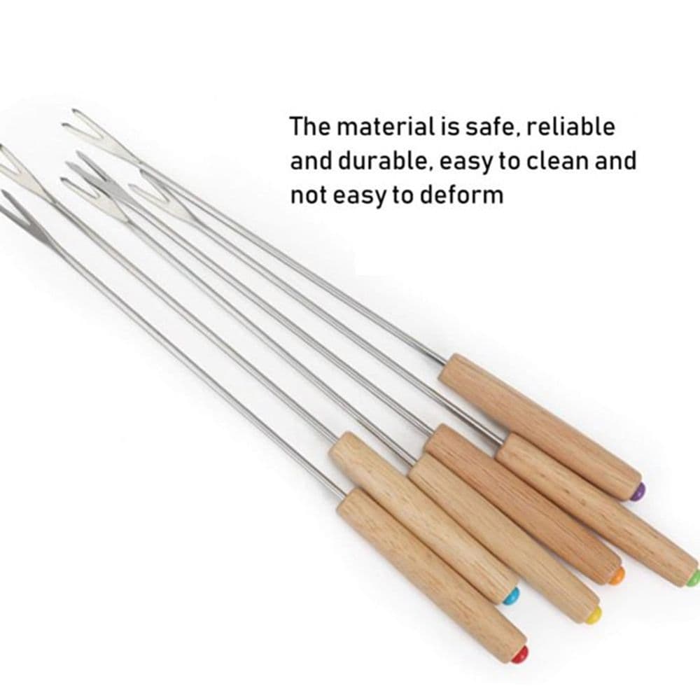 6 Pack Metal Roasting Sticks with Wooden Handles, 9.6 Inch Marshmallow Smores Forks, Outdoor Camping Hot Dog Skewer Kit, Reusable Barbecue Utensils for Backyard, Patio Cooking and Firepit Roasting