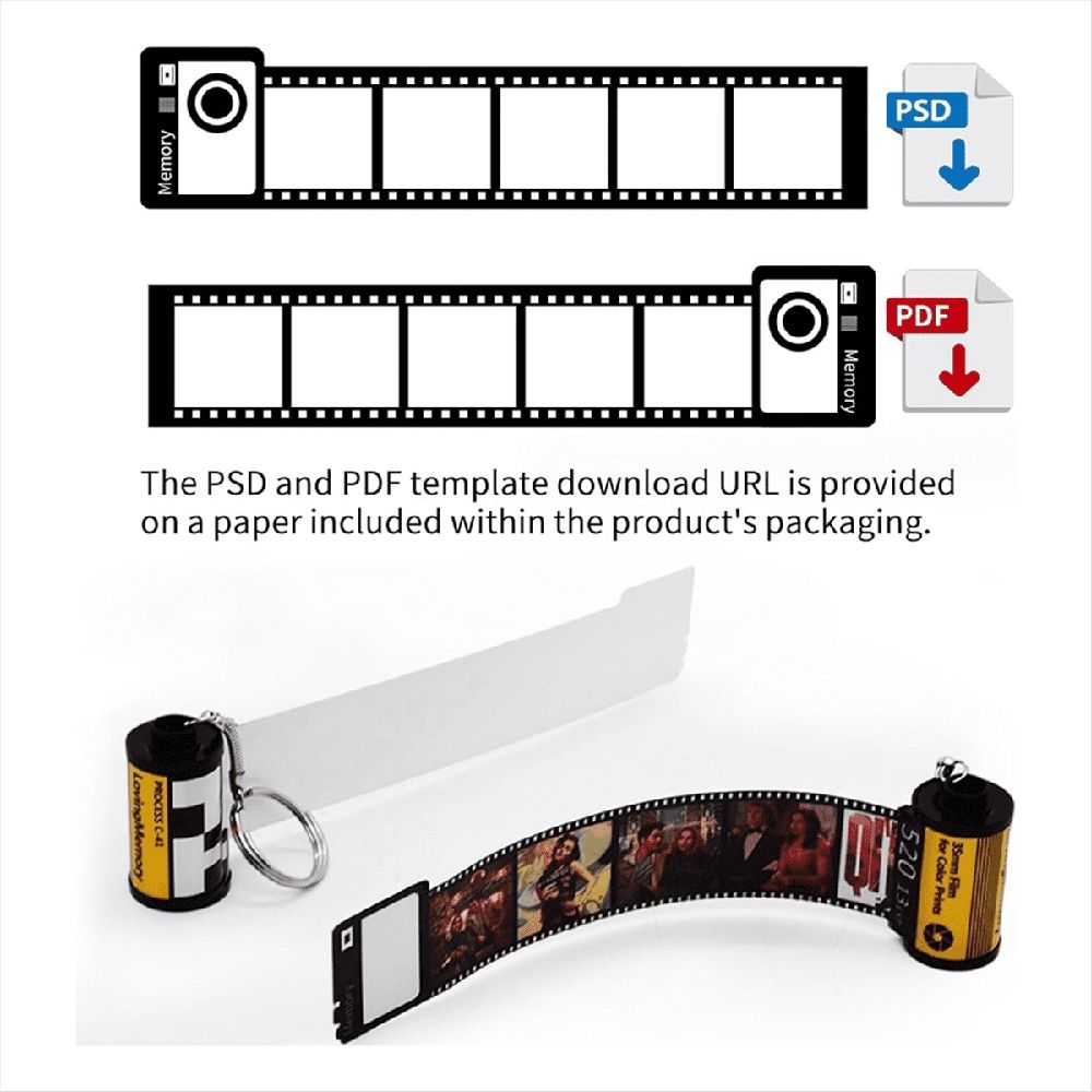 8 Pack Sublimation Memory Film Roll Keychain, Double Sided Sublimation Blank Camera Film Roll Canister Keychain
