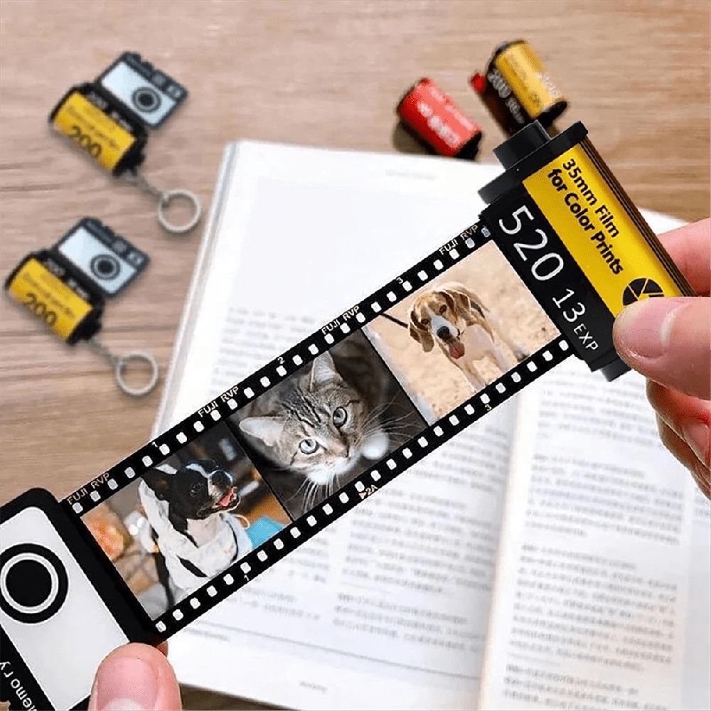 8 Pack Sublimation Memory Film Roll Keychain, Double Sided Sublimation Blank Camera Film Roll Canister Keychain