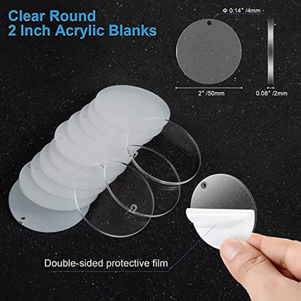 Acrylic Keychain Blank Set, Transparent Round Bulk (5 Inches), Suitable for Vinyl Resin Craft Project DIY