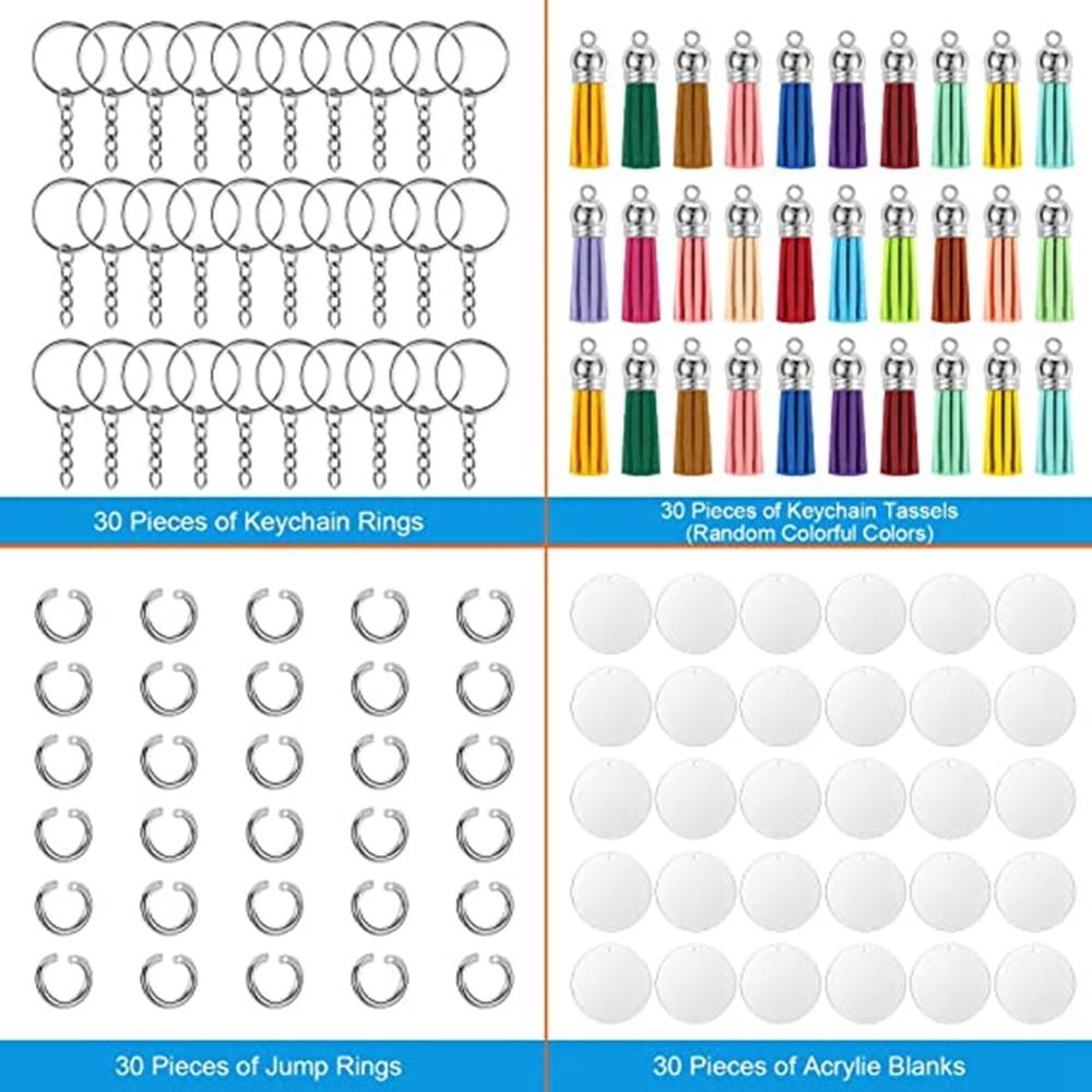 Acrylic Keychain Blank Set, Transparent Round Bulk (5 Inches), Suitable for Vinyl Resin Craft Project DIY