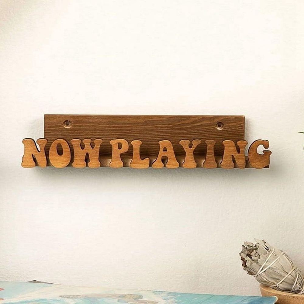 Now Playing Vinyl Record Stand Display Wall Mount Solid Wood Album Shelf Bracket Hanging Storage LP Holder for Music