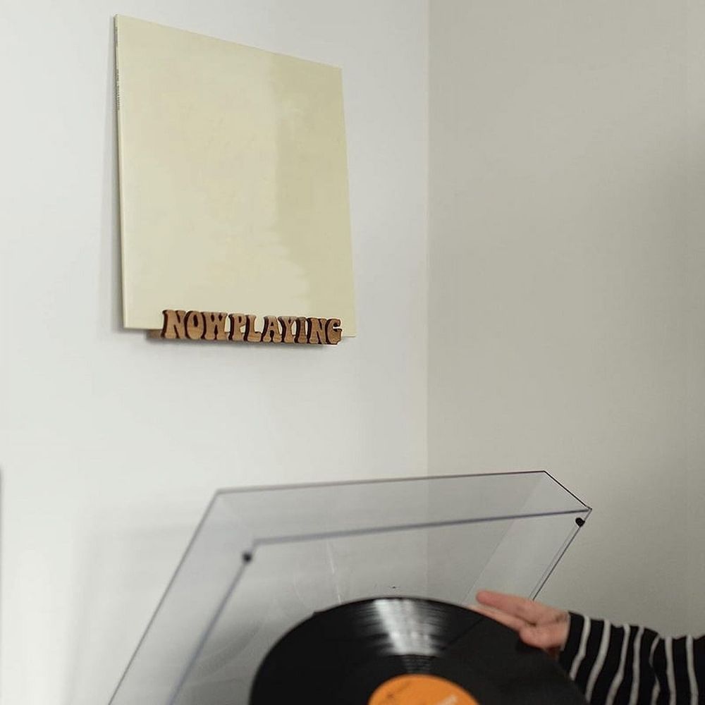 Now Playing Vinyl Record Stand Display Wall Mount Solid Wood Album Shelf Bracket Hanging Storage LP Holder for Music