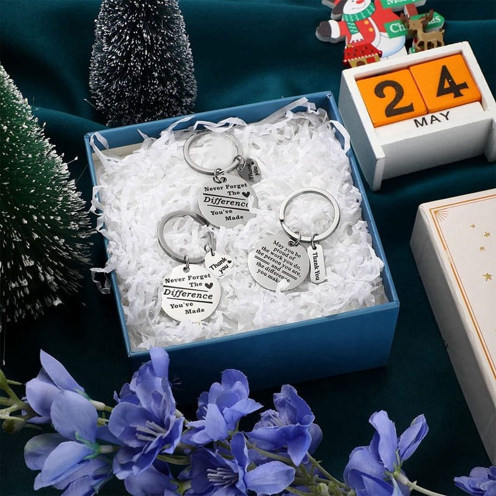 12 Pcs Thank You Inspirational Keychains Appreciation Gifts for Coworker Employee Farewell