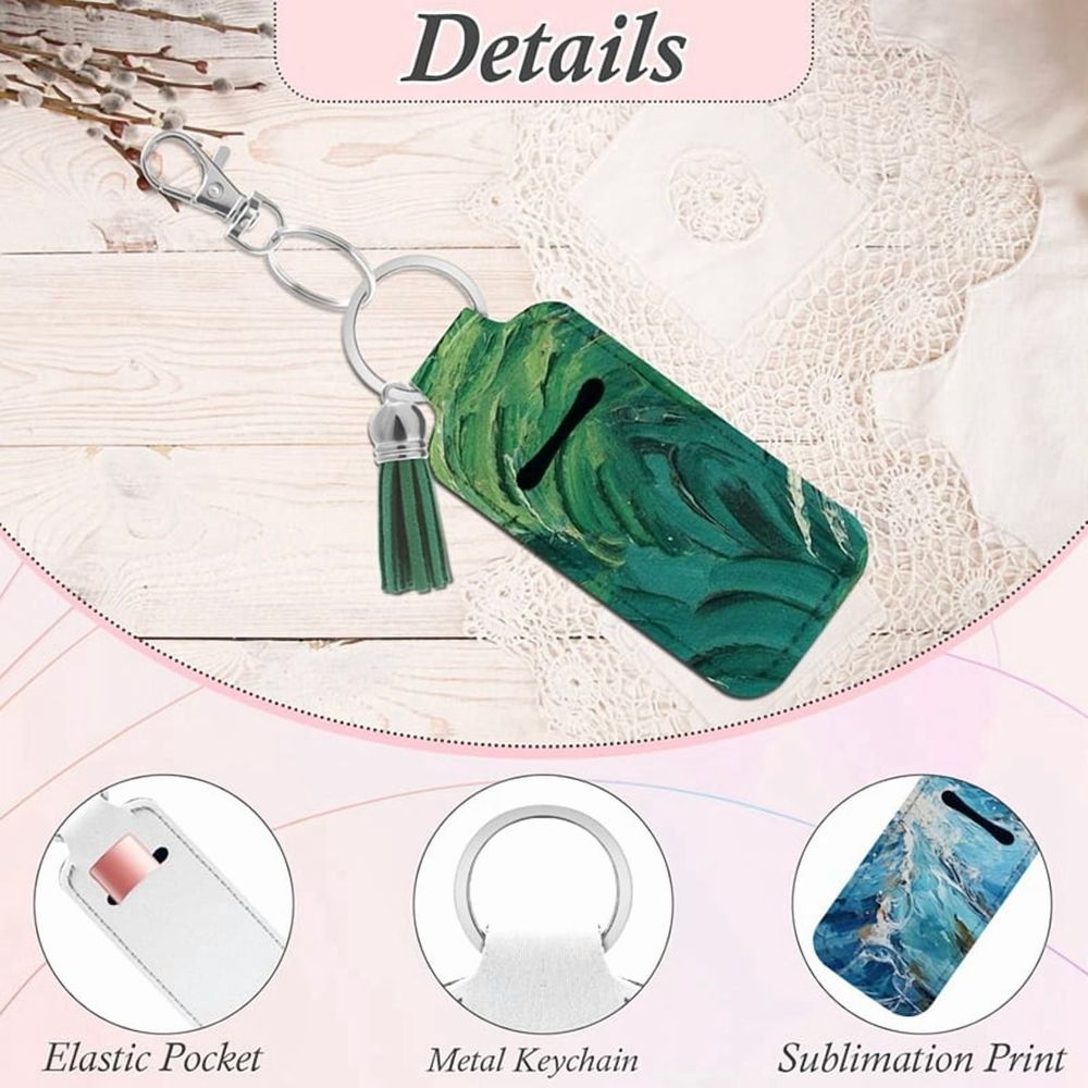 60pcs Sublimation Chapstick-Holder Blanks, Bulk Neoprene Lip Balm Holder Keychain, DIY Sublimation Blanks