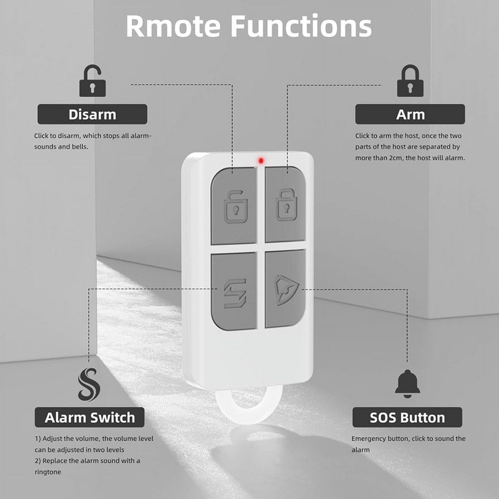 Wireless Door Alarms When Opened with Remote,Door Security Sensor Chime Window Alarm Pool Alarm Door Alarm 2 Pack
