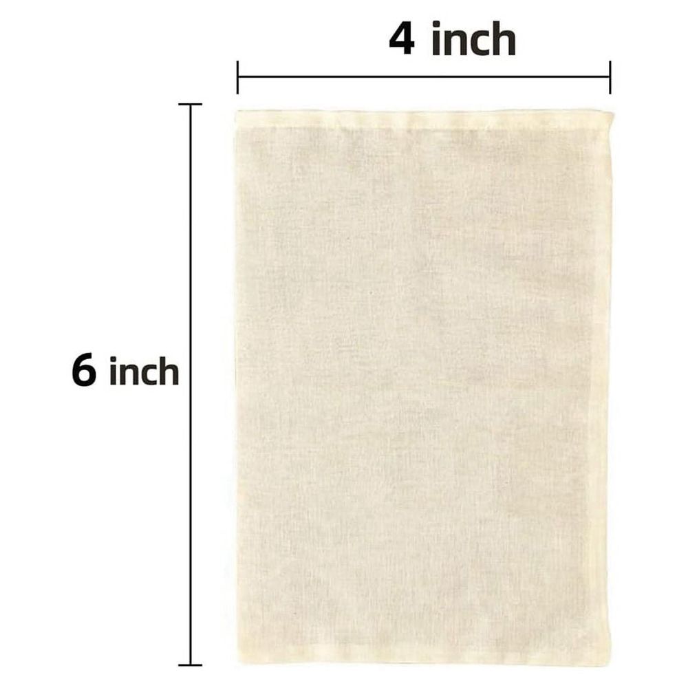50 Pcs 4 x 6 Inches Cotton Muslin Bags, Reusable Drawstring Bags for Tea, Cheesecloth Sachet Bags for Party