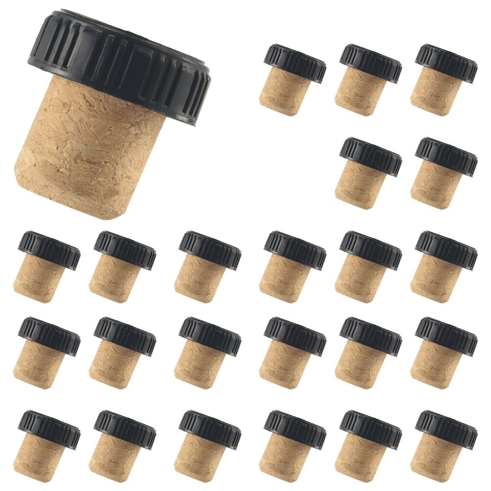 24 Pieces Cork Plugs Cork Stoppers Tasting Corks T-Shape Wine Corks with Top Wooden Wine Bottle 1628