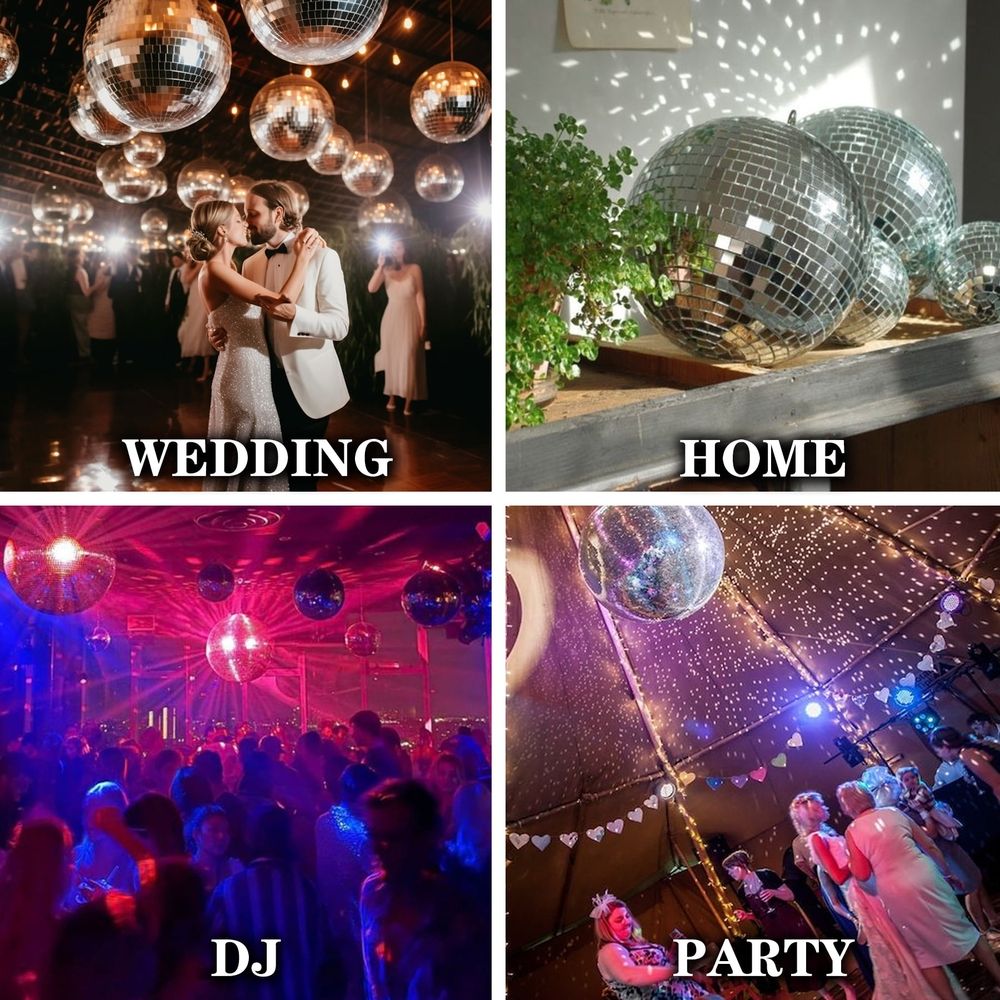 Mirror Disco Ball - 8-Inch Silver Hanging Disco Ball for Party Wedding Holiday Home Decoration by JZSDB
