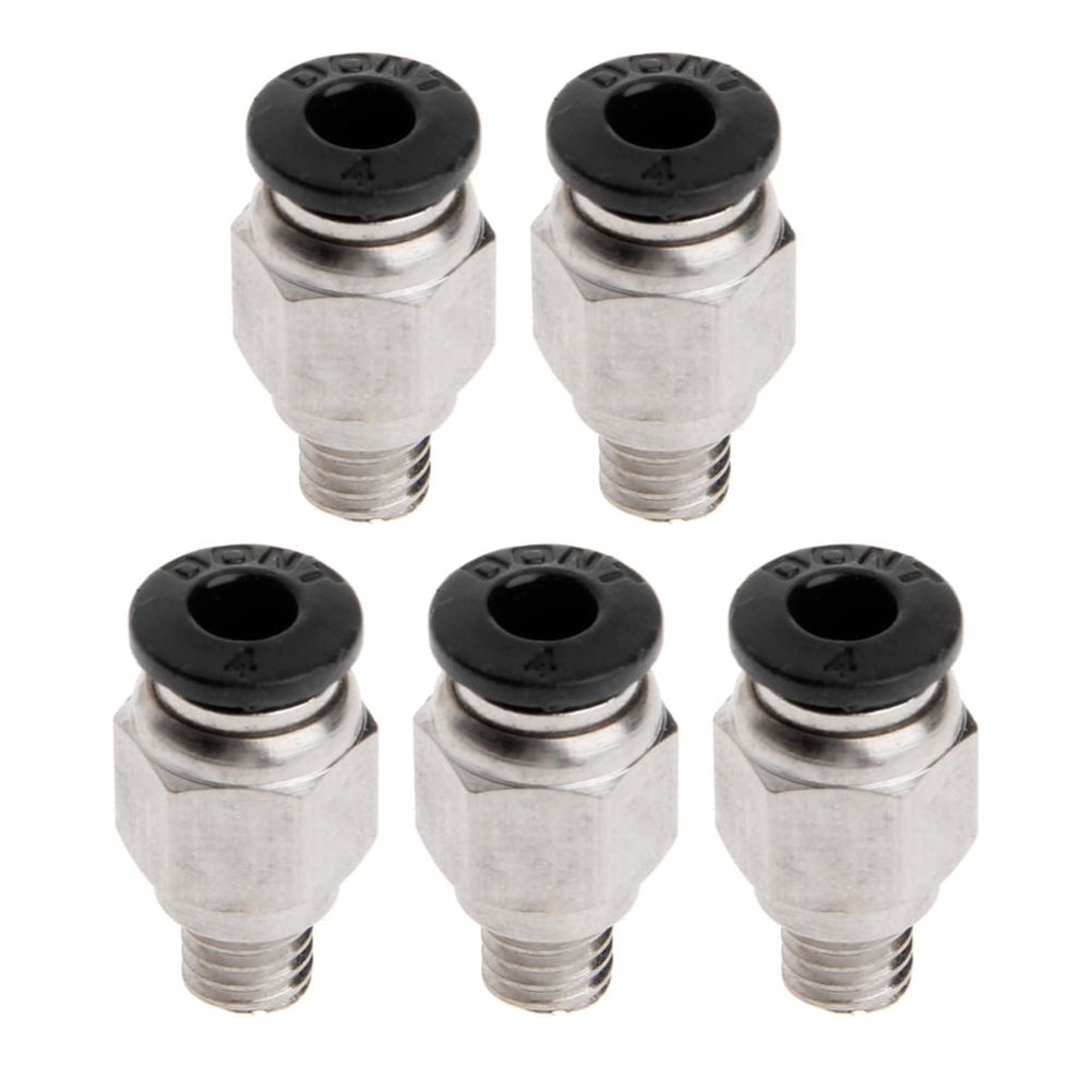 5 Pcs PC4-M6 Male Thread Straight Pneumatic Fitting Coupler Connector Air Line Fittings for 4mm PTFE Tube Durable