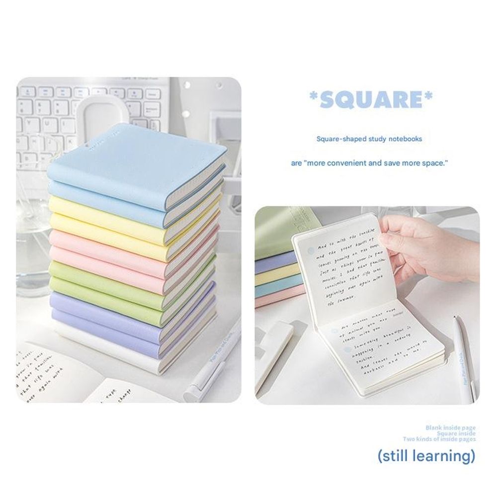 Softcover Leather Notebook 4x4Inch Pocket Size Travel Journal with 80 Sheets Gridded Unlined For Note Taking Journaling
