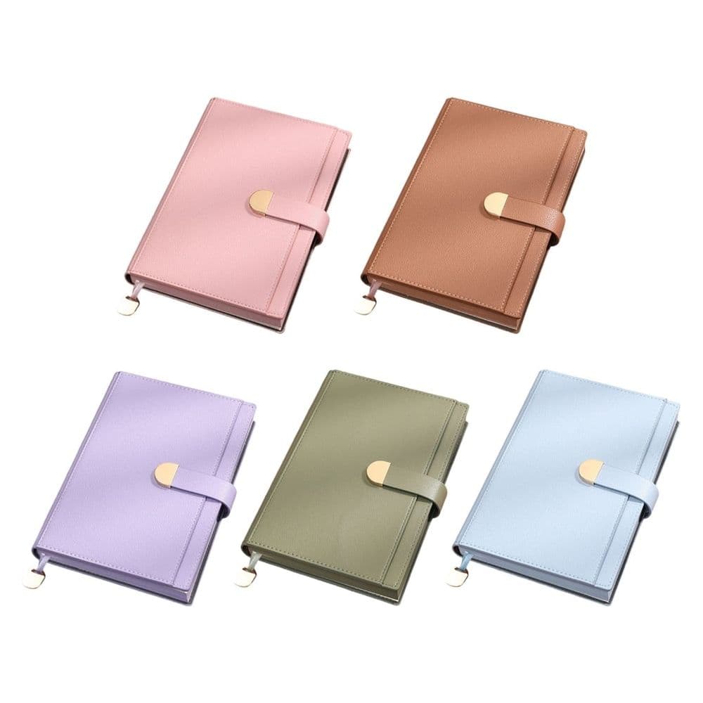 Hardcover PU Leather Notebook with 300 Pages Lined Magnetic Button Closure Business Notepad 145x212mm for Note Taking