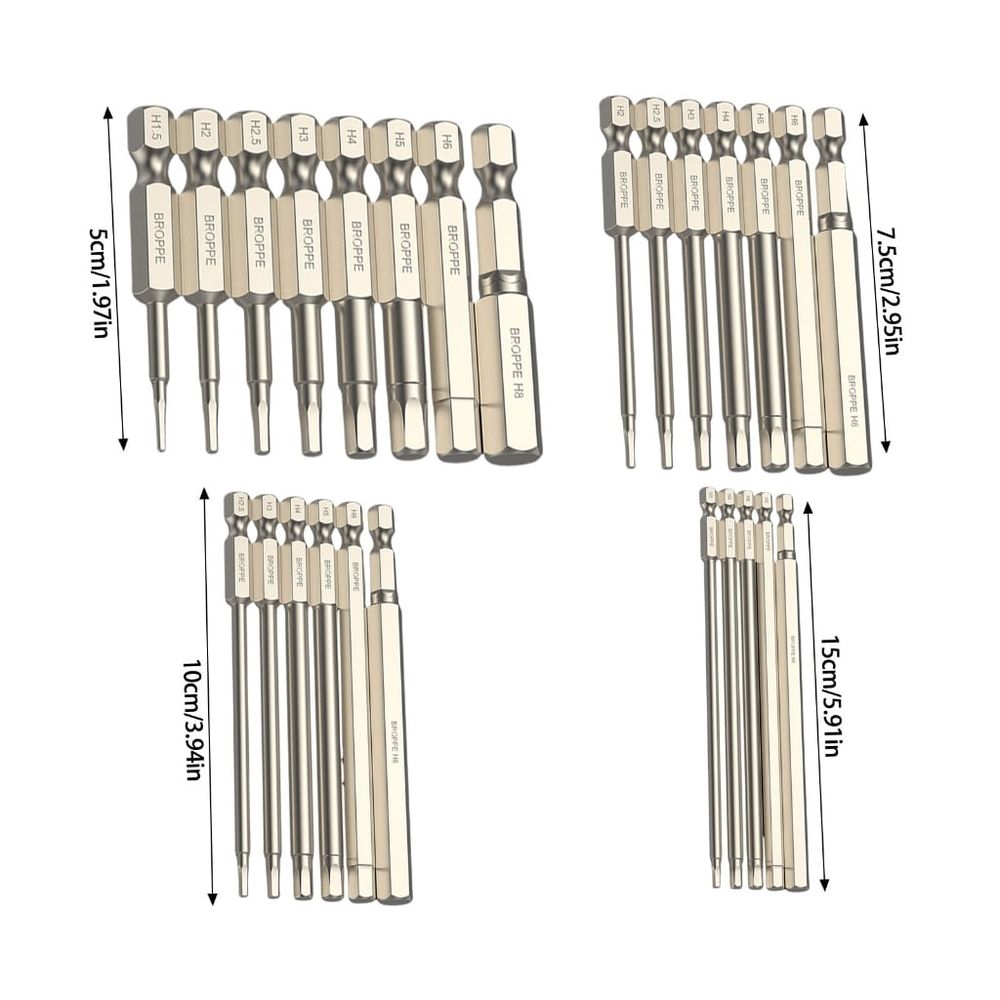 5/6/7/8Pcs Impact Hex Head Allen Wrenches Drill Bit Set 1/4inch Impact Hex Shank Steel Hex Bit Set Allen Key Screwdriver Bit