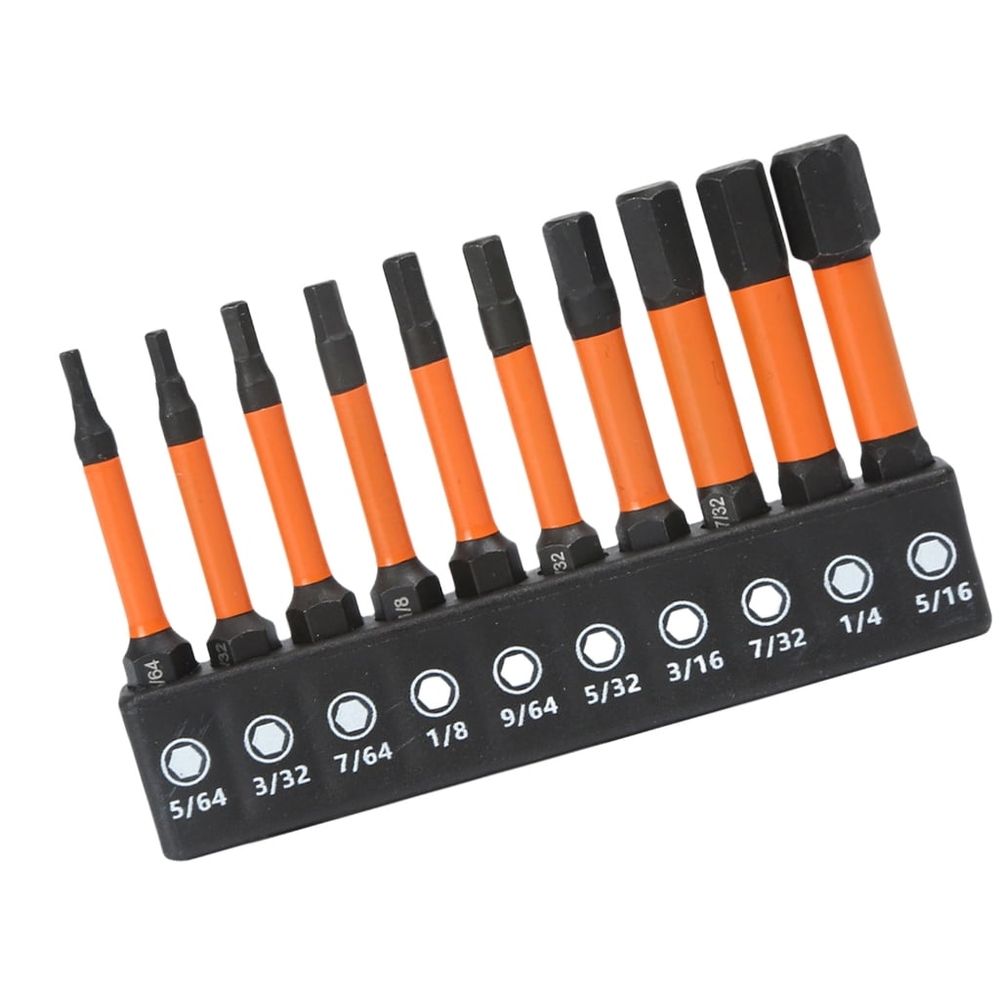 10Pcs Impact Hex Head Allen Wrenches Drill Bit Set 1/4inch Impact Hex Shank Steel Hex Bit Set Allen Key Screwdriver Bit