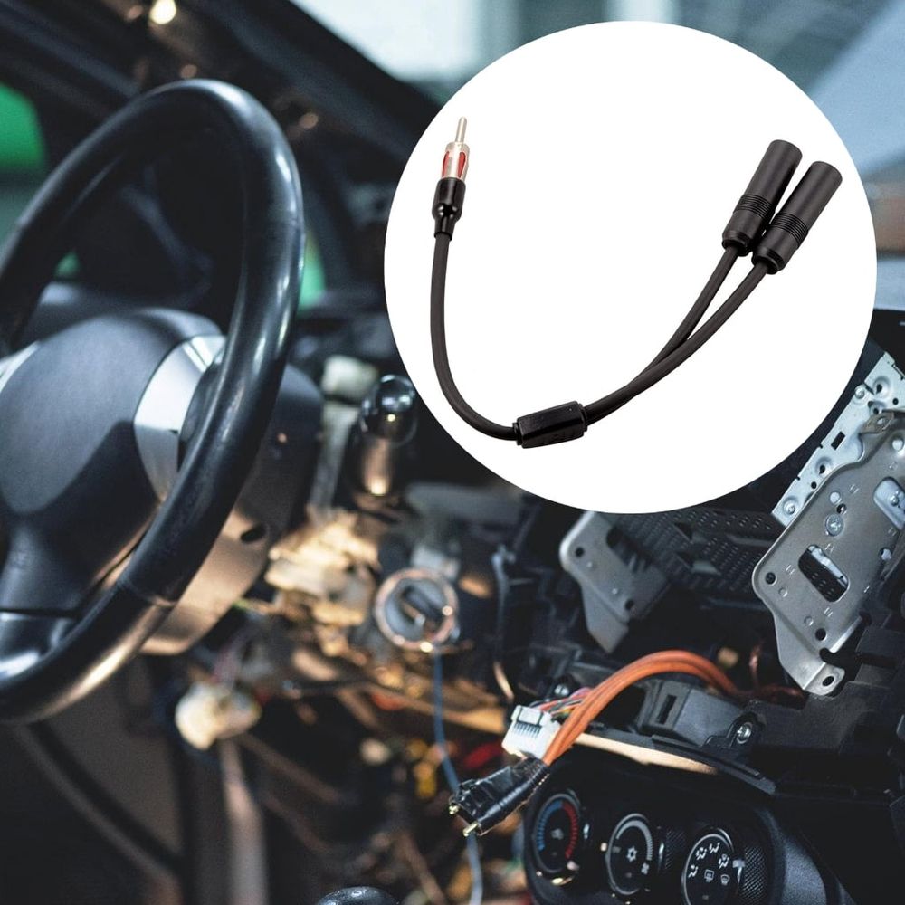 Auto Radio Stereo Antenna Extension Cable AM FM Radio Antenna Splitter Adapter 1 Male to 2 Female Y Adapter Connector