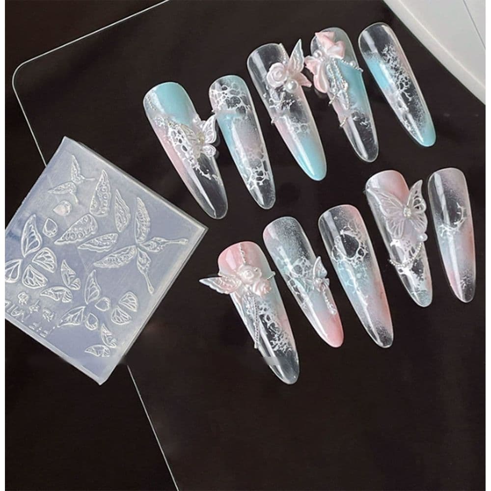 Multipurpose Nail Art Silicone Mould 3D Designs Butterfly Stars Moon Patterns 7.2x5.3cm Flexible for Acrylic DIY Craft