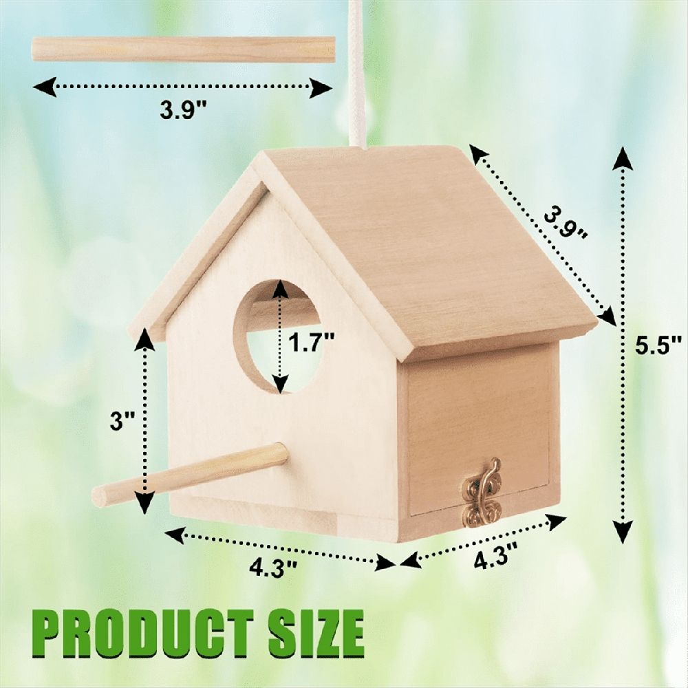 Outdoor Bird Houses Transparent Wooden Bird House for Outside,Hanging Birdhouse